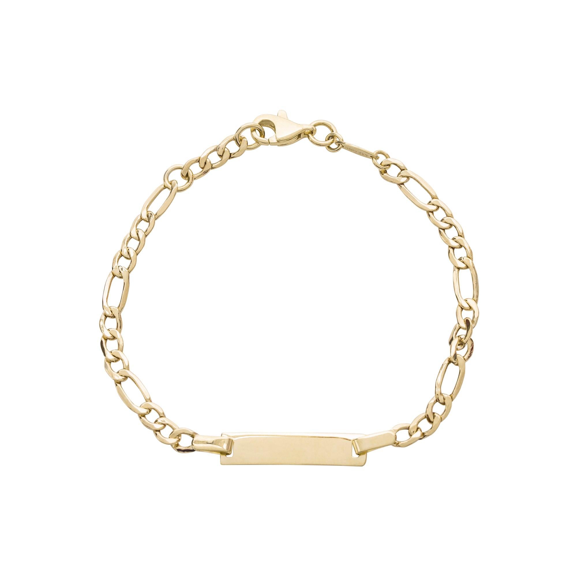 10KT Gold Figaro Baby Id Bracelet 004 Bijoux Luxo