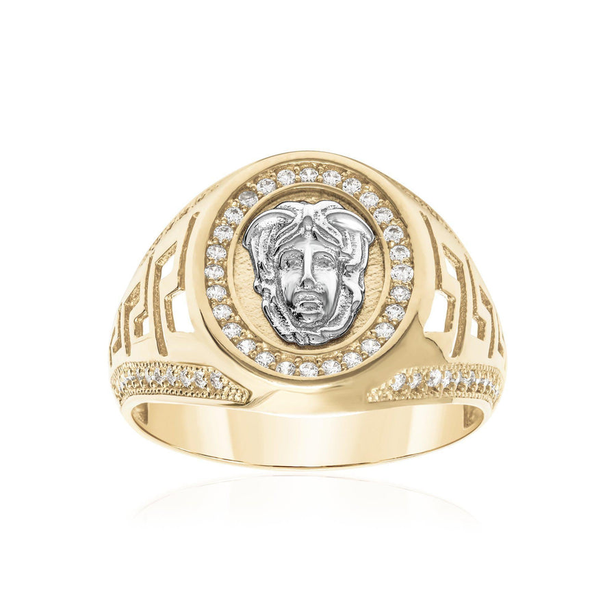 10KT Gold Greek Medusa Oval Cubic Ring 012 Ring Bijoux Signé Luxo 8 
