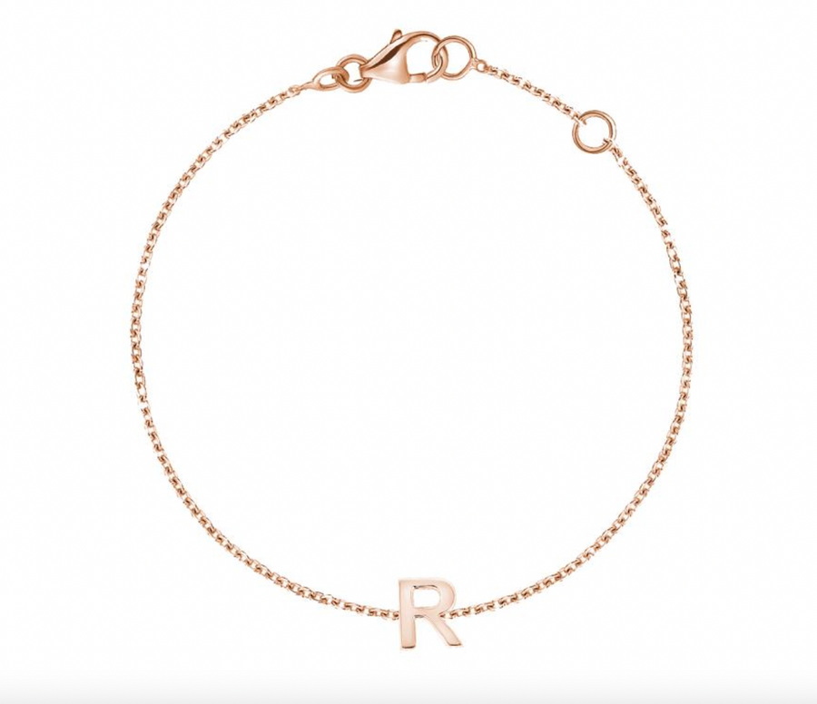 10KT Gold Initial Bracelet 007 Bracelet Bijoux Signé Luxo A Pink 