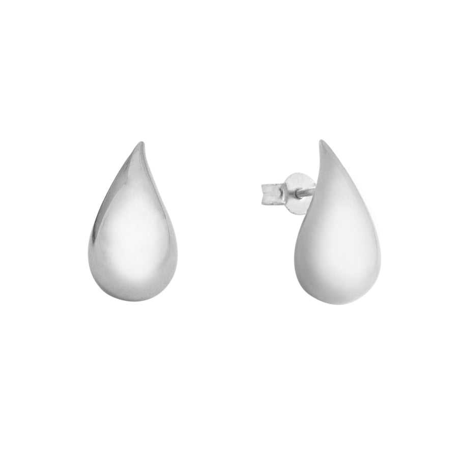 10KT Gold Chunky Tear drop Studs 124 Earrings Bijoux Signé Luxo White 