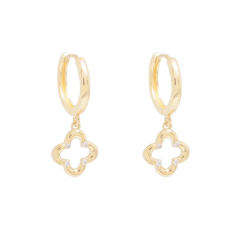 10KT Gold Clover Dangling 124 Earrings Bijoux Signé Luxo 