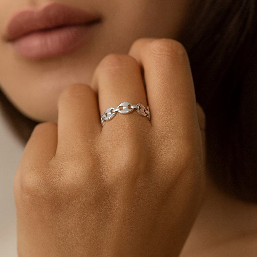 10KT Gold Coffee Bean Ring Ring Bijoux Signé Luxo 