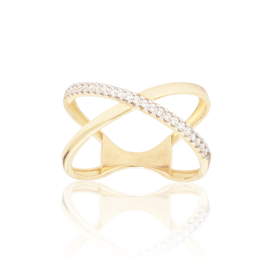 10KT Gold Crossover Ring 147 Ring Bijoux Signé Luxo 