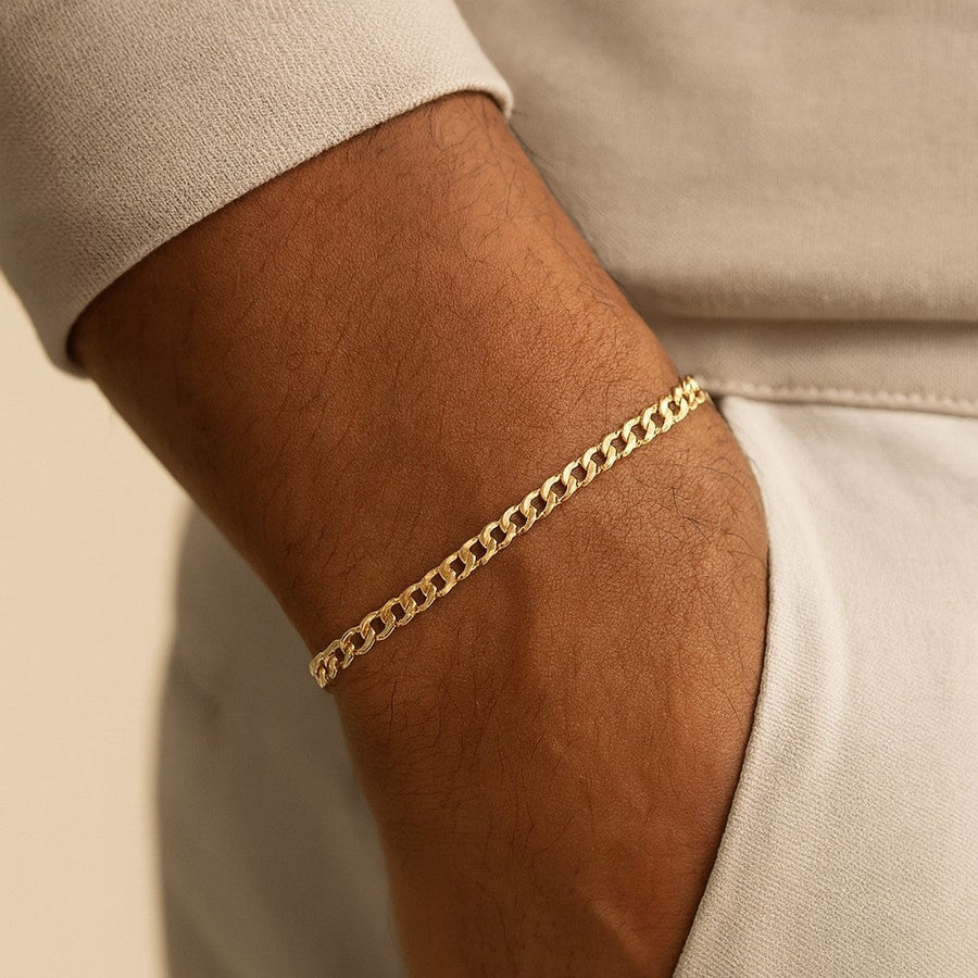 10KT Gold Cuban Gentle Curb Bracelet Bracelet Bijoux Signé Luxo 3.0 mm Yellow 7.5”
