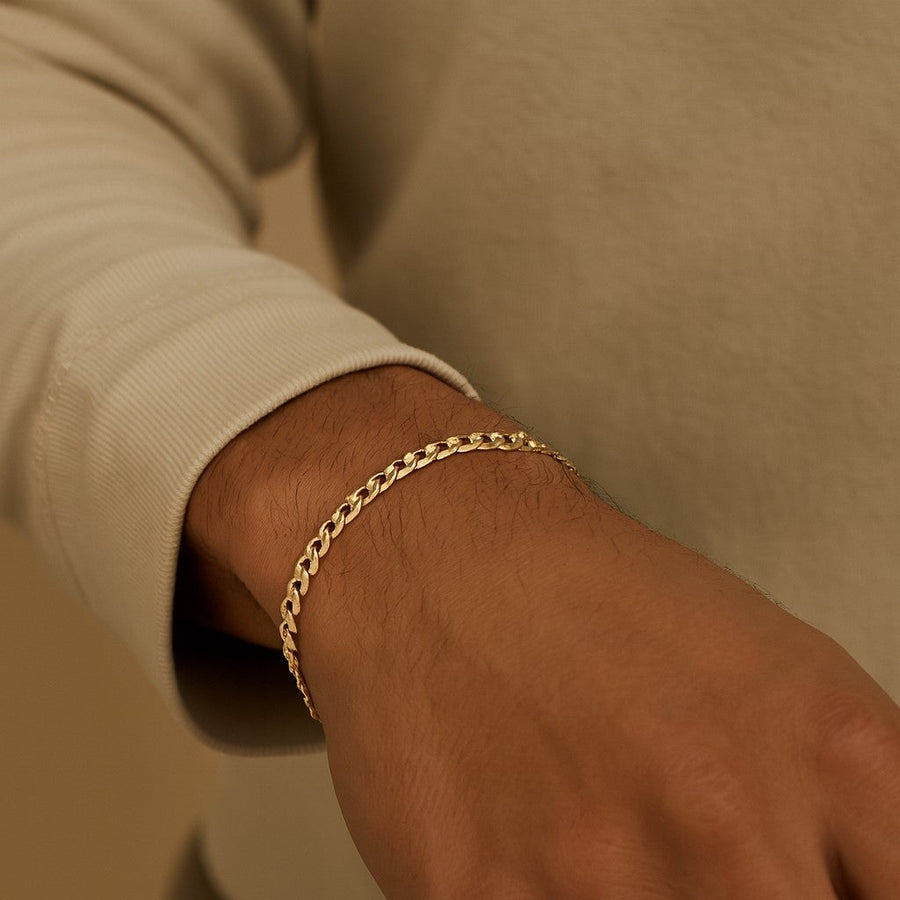10KT Gold Cuban Gentle Curb Bracelet Bracelet Bijoux Signé Luxo 3.6 mm Yellow 7.5”