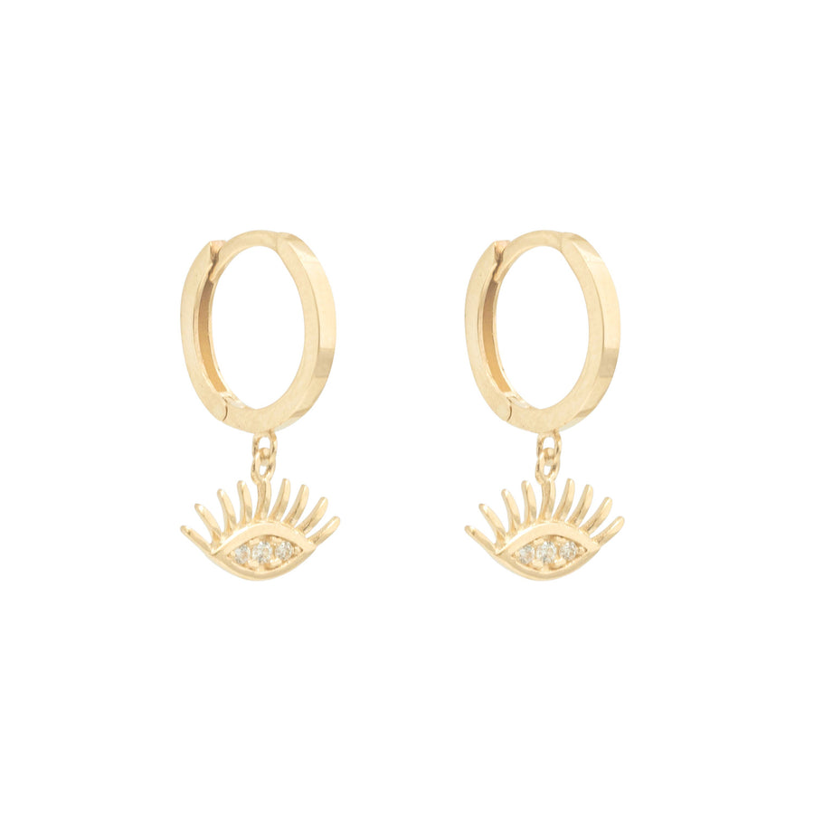 10KT Gold Evil Eye Dangling 123 Earrings Bijoux Signé Luxo 