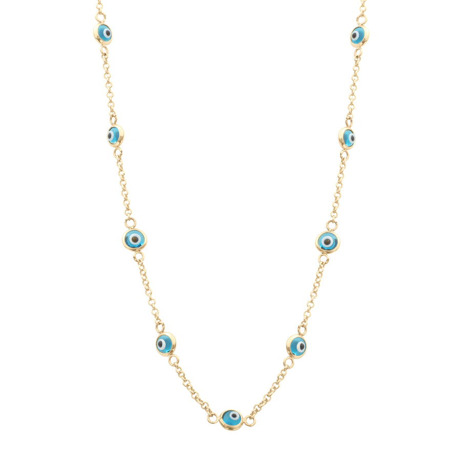 10KT Gold Evil Eye Necklace 064 Necklace Bijoux Signé Luxo 