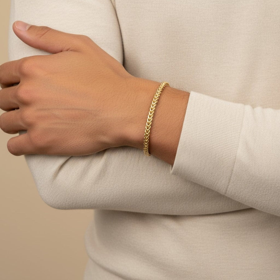 10KT Gold Franco Bracelet Bracelet Bijoux Signé Luxo 3.5 mm 7.5" 
