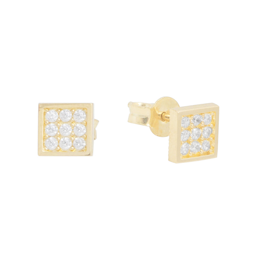10KT Gold Geometric Cubic Studs 115 Earrings Bijoux Signé Luxo Yellow 