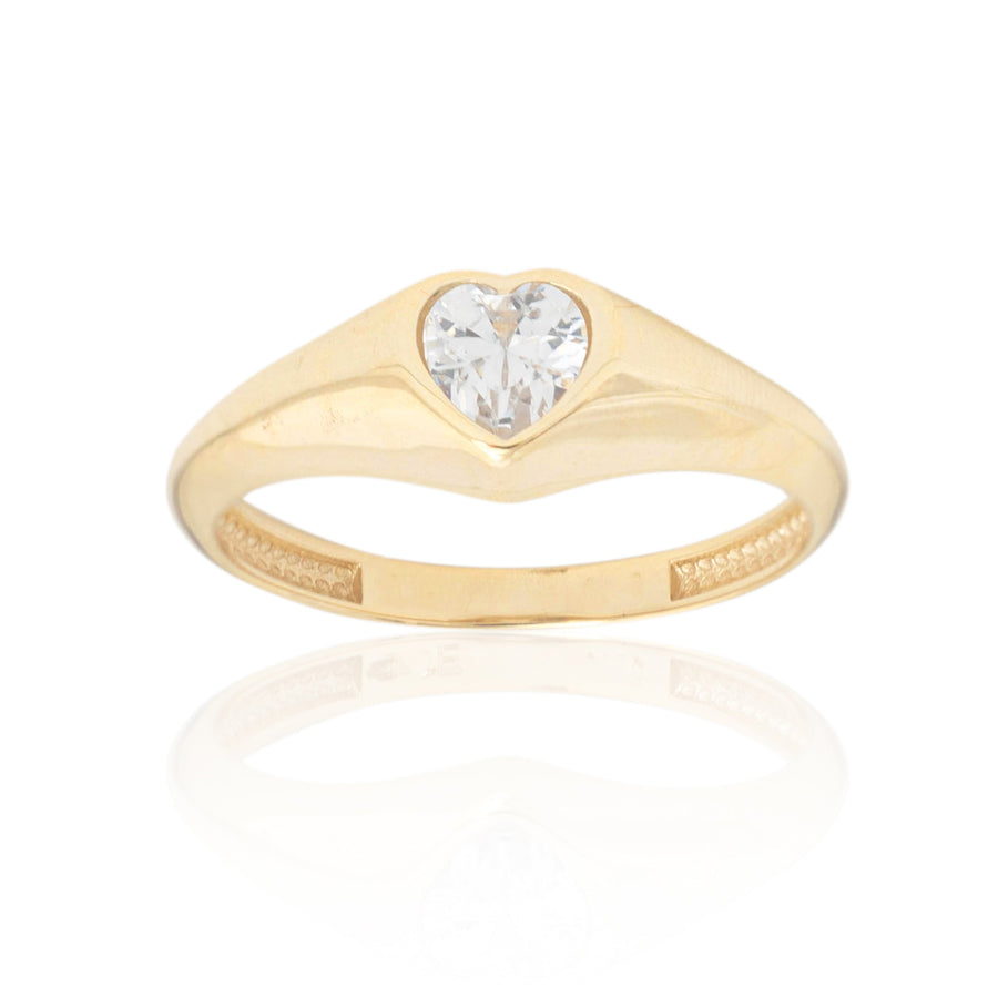 10KT Gold Heart Bezel Ring 148 Ring Bijoux Signé Luxo 
