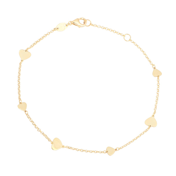 10KT Gold Hearts By The Yard Bracelet 077 Bracelet Bijoux Signé Luxo 