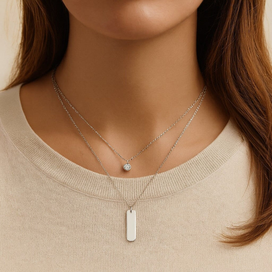 10KT Gold Layered Necklace Necklace Bijoux Signé Luxo White Cursive 