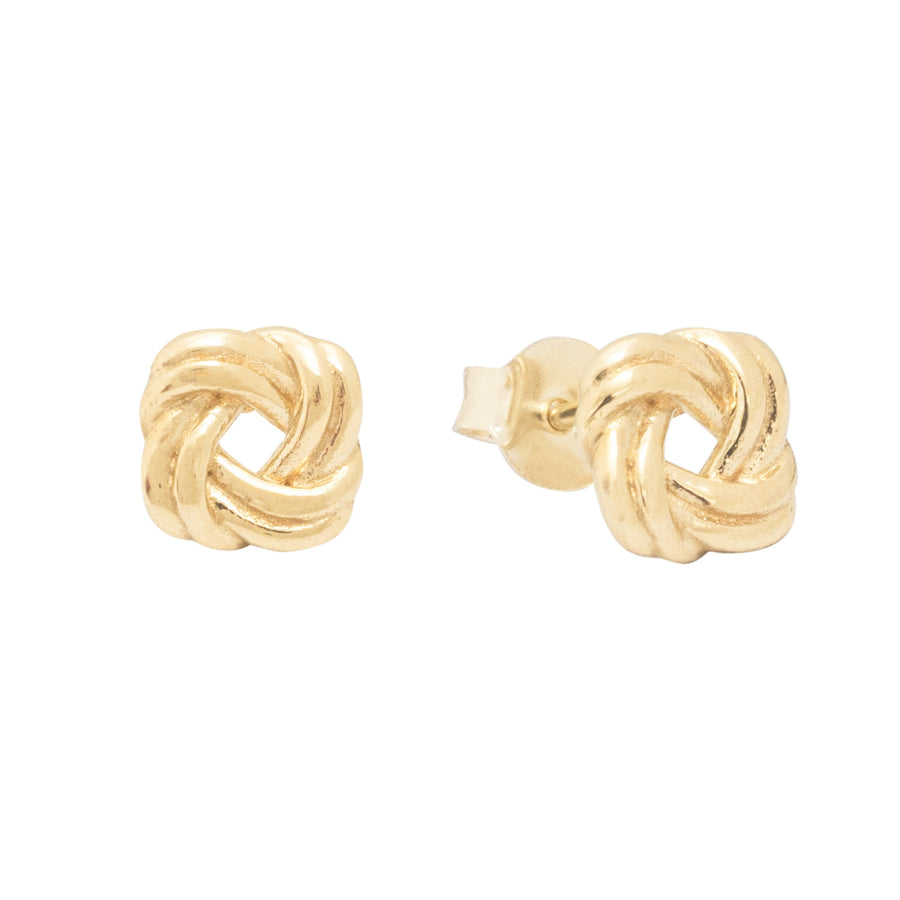 10KT Gold Love Knot Studs 116 Earrings Bijoux Signé Luxo Yellow 