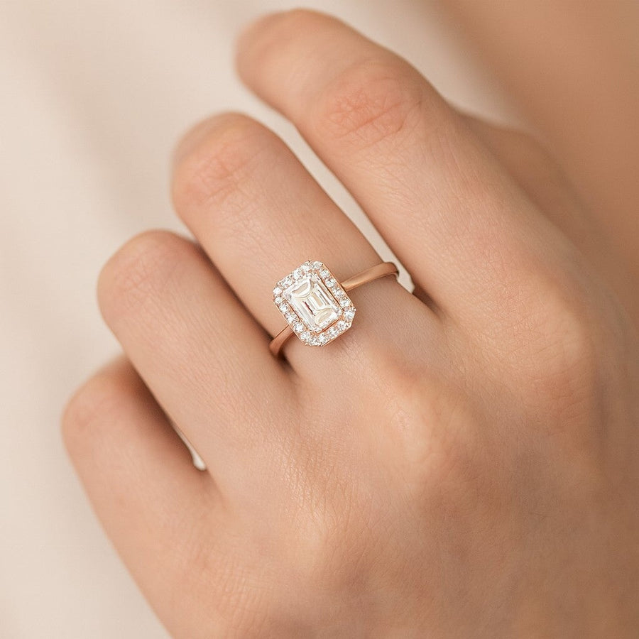 10KT Gold Luxury Emerald Ring Ring Bijoux Signé Luxo 5 ROSE GOLD 