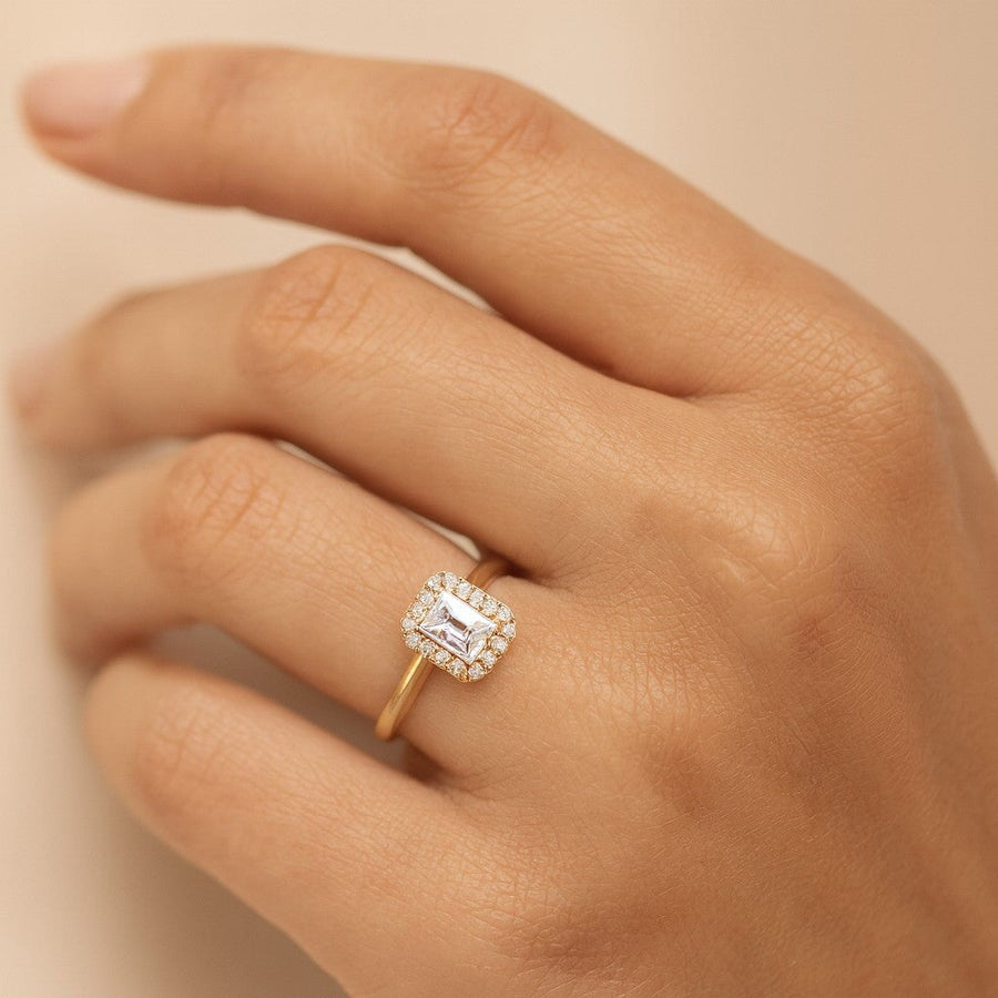 10KT Gold Luxury Emerald Ring Ring Bijoux Signé Luxo 5 YELLOW GOLD 