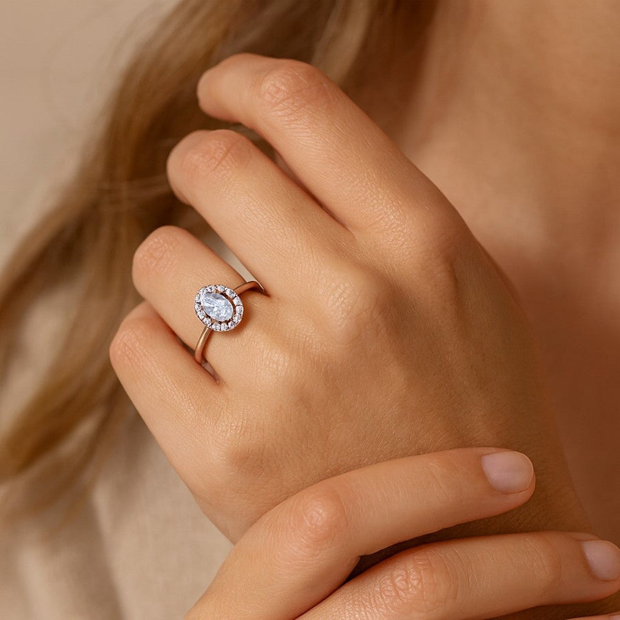 10KT Gold Luxury Oval Ring Ring Bijoux Signé Luxo 