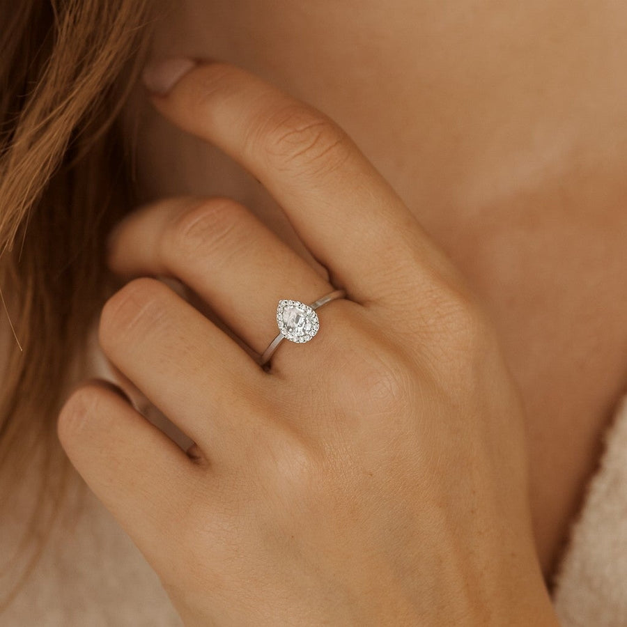 10KT Gold Luxury Pear Ring Ring Bijoux Signé Luxo 5 WHITE GOLD 