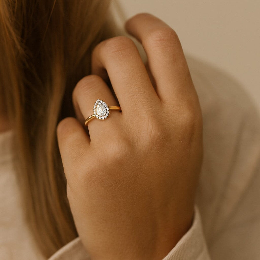 10KT Gold Luxury Pear Ring Ring Bijoux Signé Luxo 5 YELLOW GOLD 