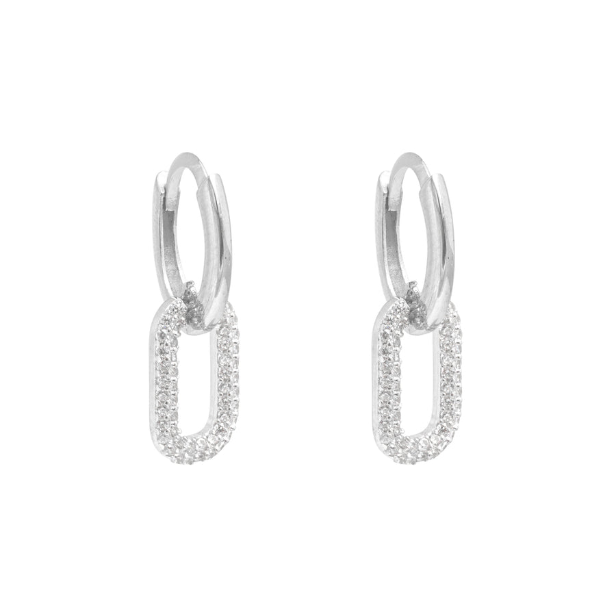 10KT Gold Medium U Dangling 122 Earrings Bijoux Signé Luxo White 