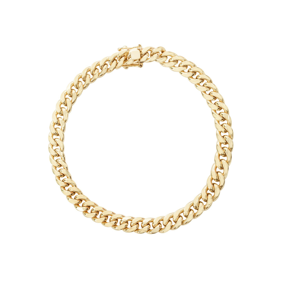 10KT Gold Miami Cuban Box Lock Bracelet Bracelet Bijoux Signé Luxo 