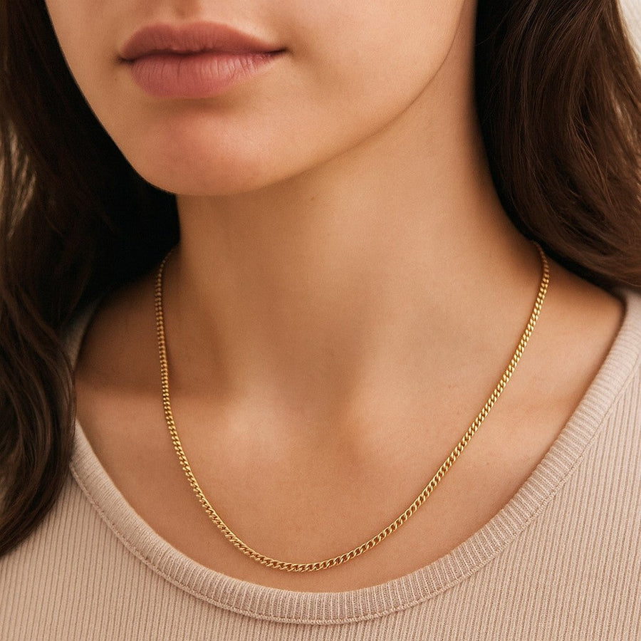 10KT Gold Miami Cuban Chain Bijoux Signé Luxo 2.2 mm 16" 