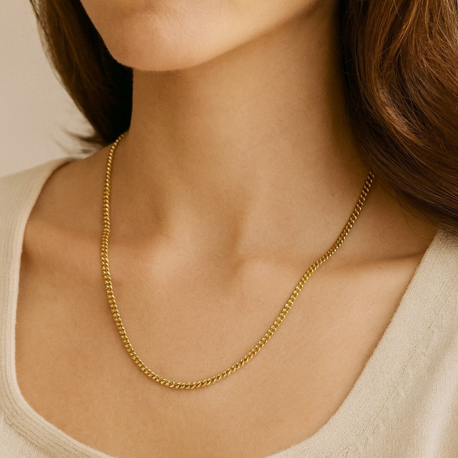 10KT Gold Miami Cuban Chain Bijoux Signé Luxo 3.5 mm 16" 