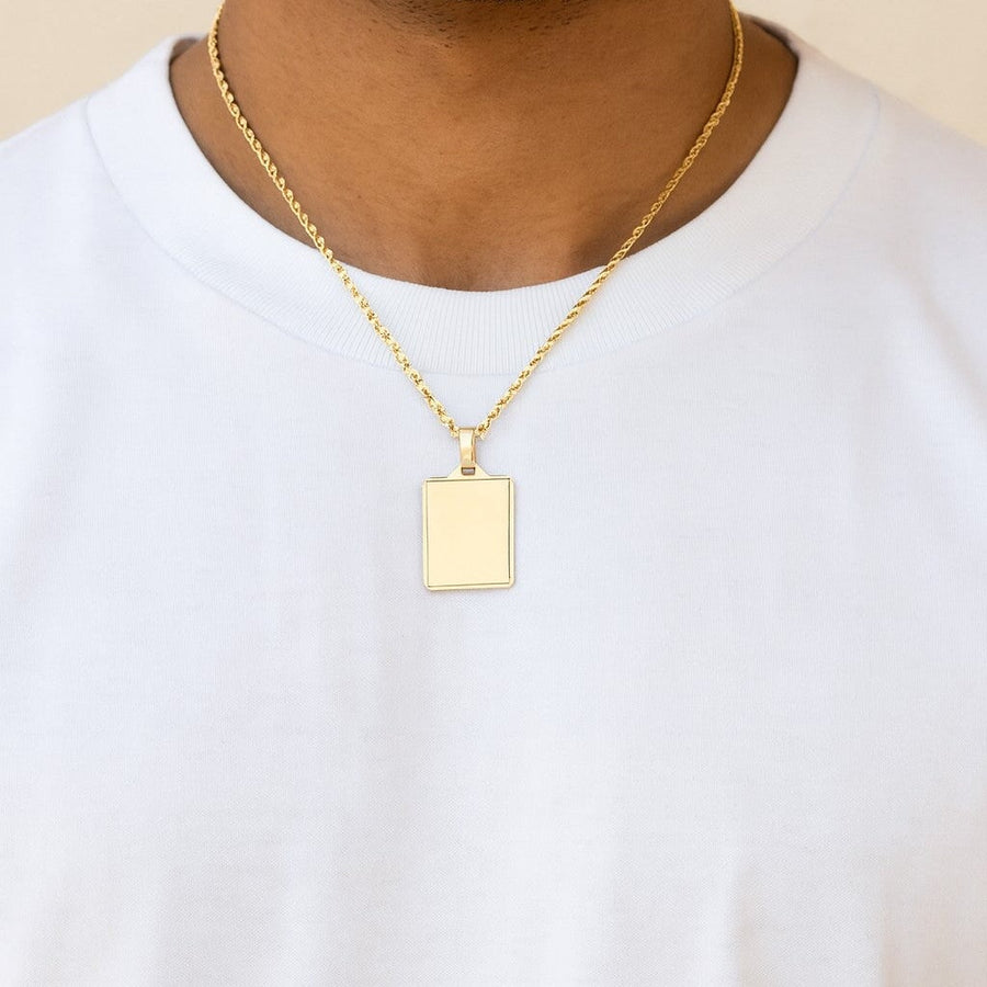 10KT Gold Military Army Tag Pendant Pendant Bijoux Signé Luxo Yellow Large: 34 mm X 25 mm Cursive