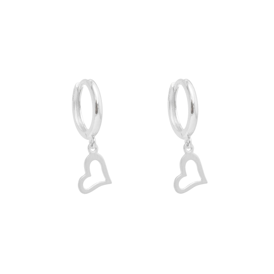 10KT Gold Mini Heart Dangling 129 Earrings Bijoux Signé Luxo White 