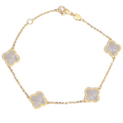 10KT Gold Mini Vintage Clover Mother of Pearl Bracelet
