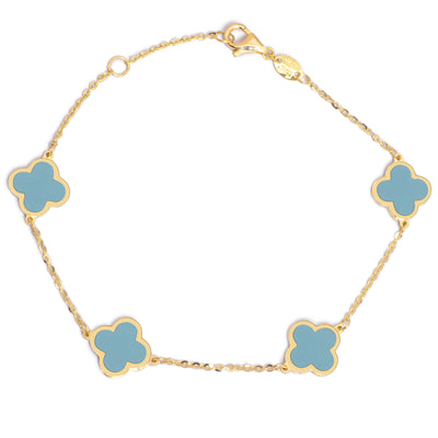 10KT Gold Mini Vintage Clover Turquoise Bracelet