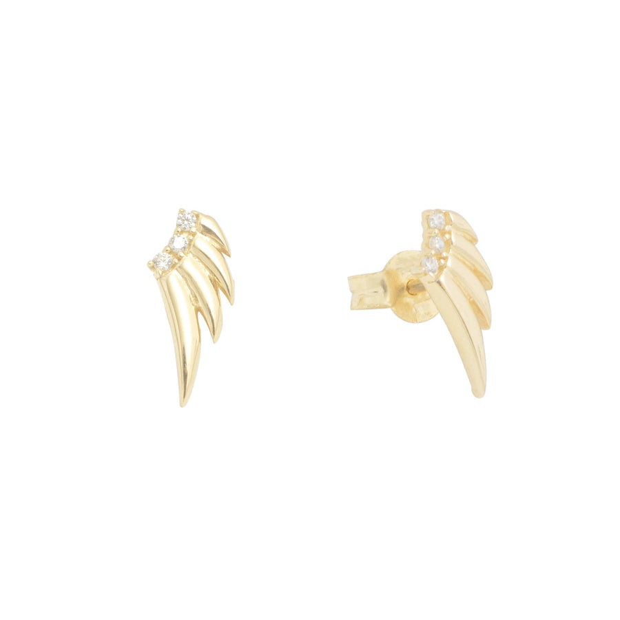 10KT Gold Mini Wing Studs 118 Earrings Bijoux Signé Luxo 