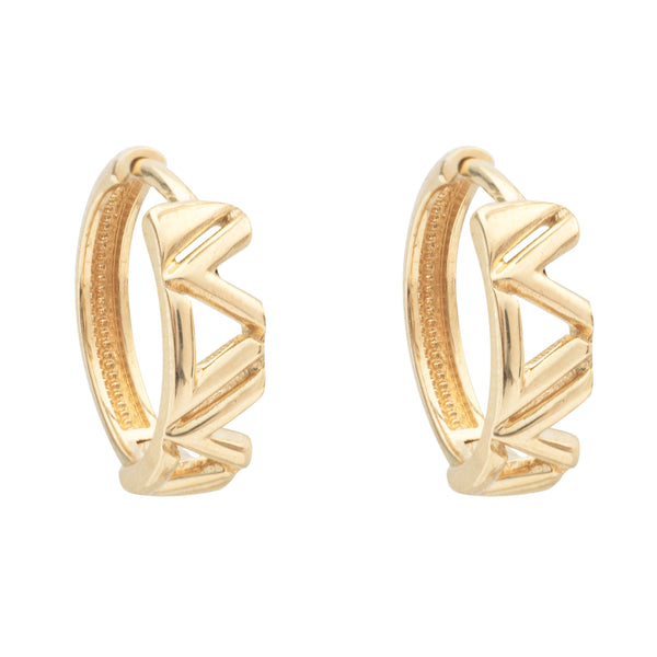 10KT Gold Monogram Huggies Earrings Bijoux Signé Luxo 