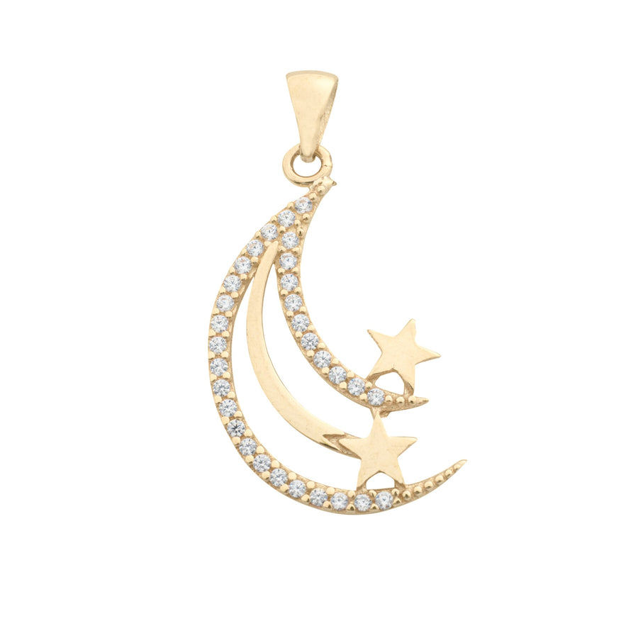 10KT Gold Moon & Star Pendant 081 Pendant Bijoux Signé Luxo 