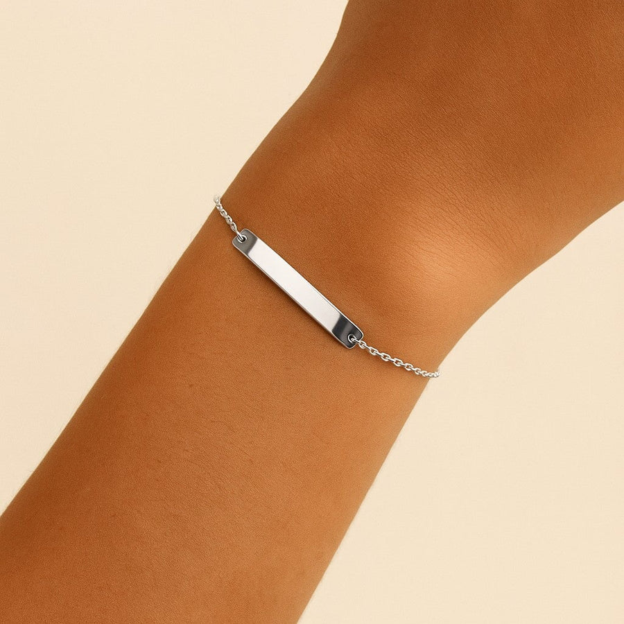 10KT Gold Nameplate Bracelet Necklace Bijoux Signé Luxo White Cursive 