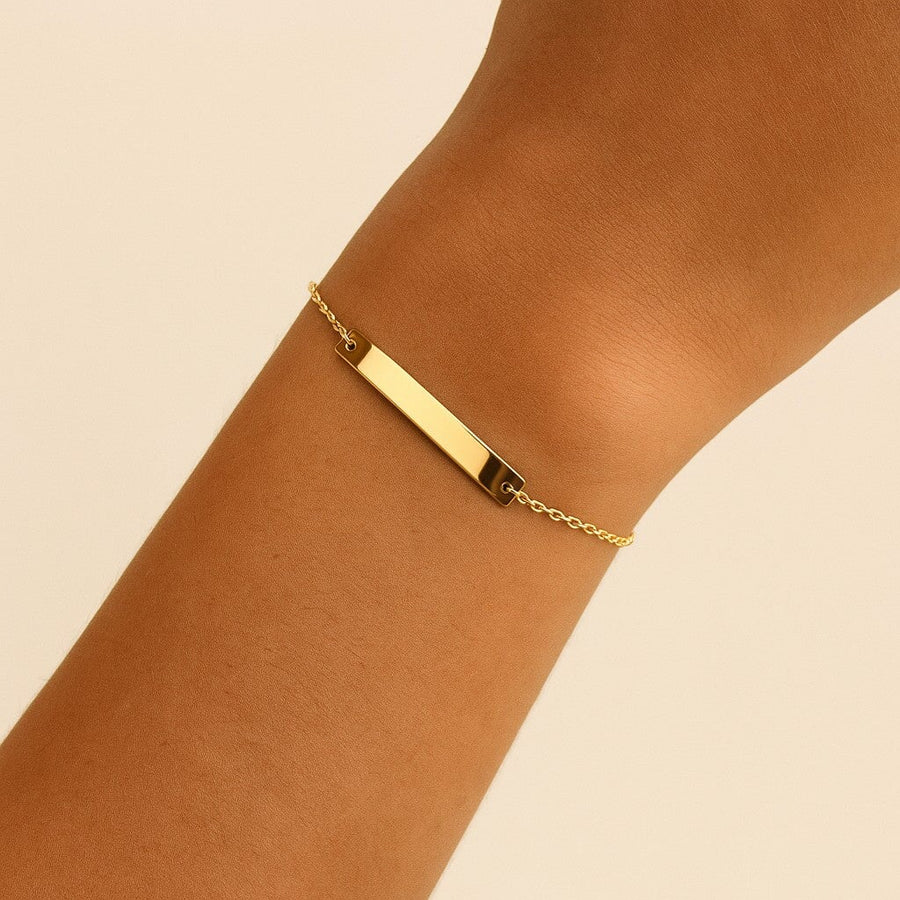 10KT Gold Nameplate Bracelet Necklace Bijoux Signé Luxo Yellow Cursive 