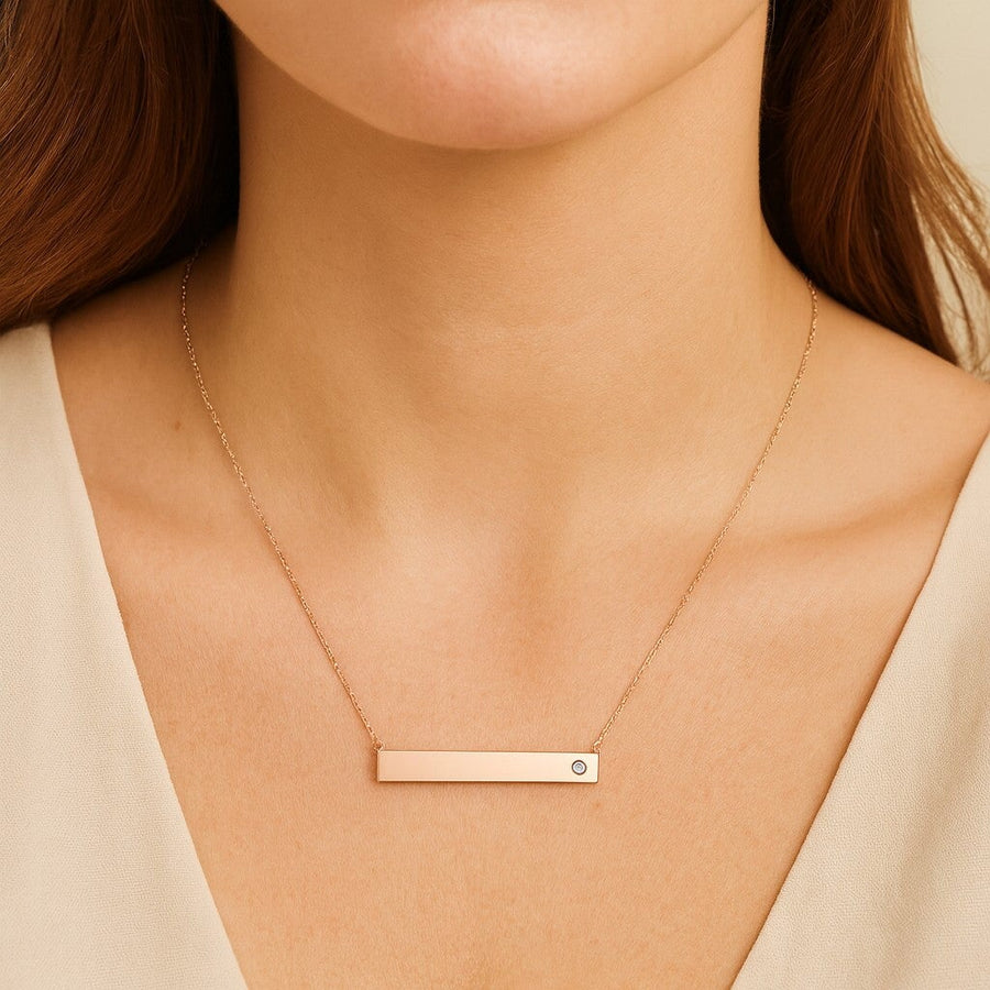 10KT Gold Nameplate Necklace Necklace Bijoux Signé Luxo Rose Gold Cursive 