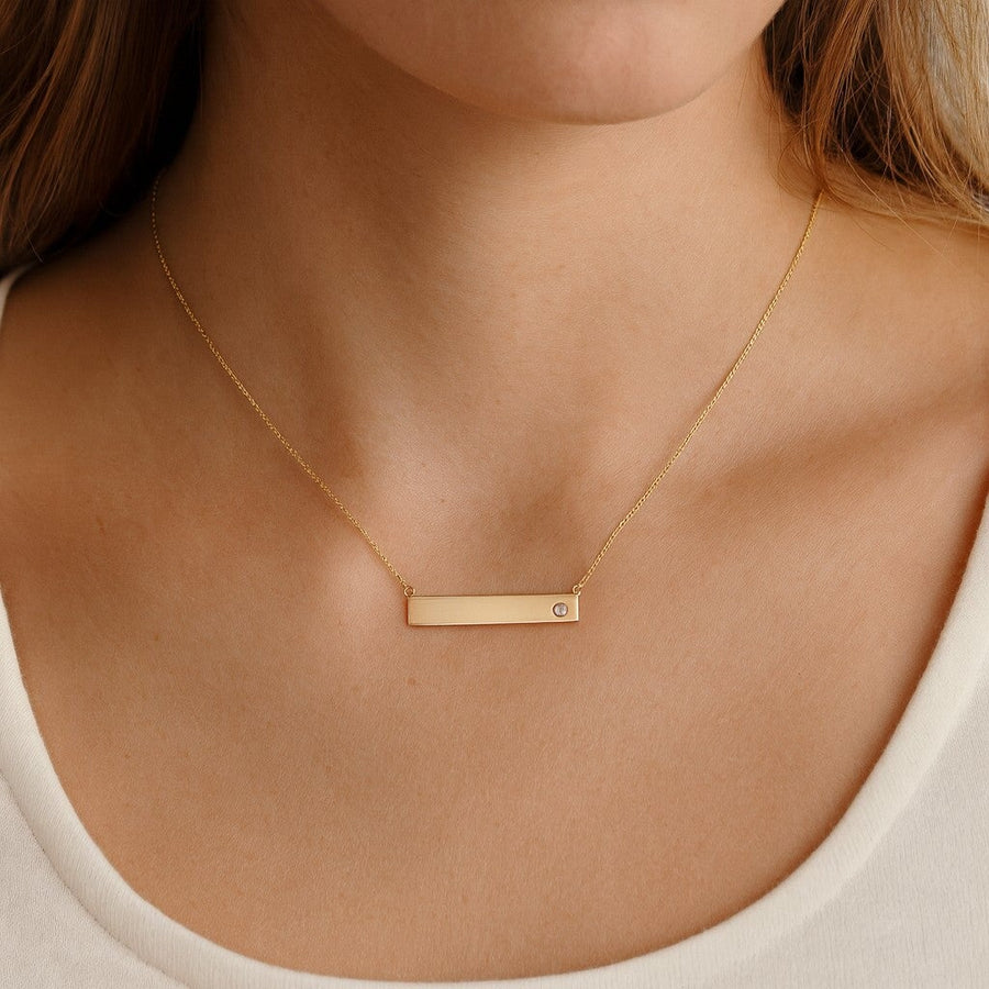 10KT Gold Nameplate Necklace Necklace Bijoux Signé Luxo Yellow Cursive 