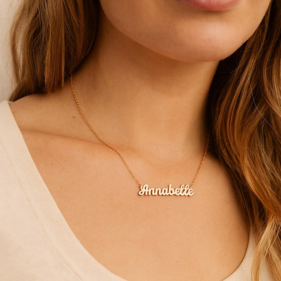 10KT Gold Personalized Name Necklace Necklace Bijoux Luxo Pink 