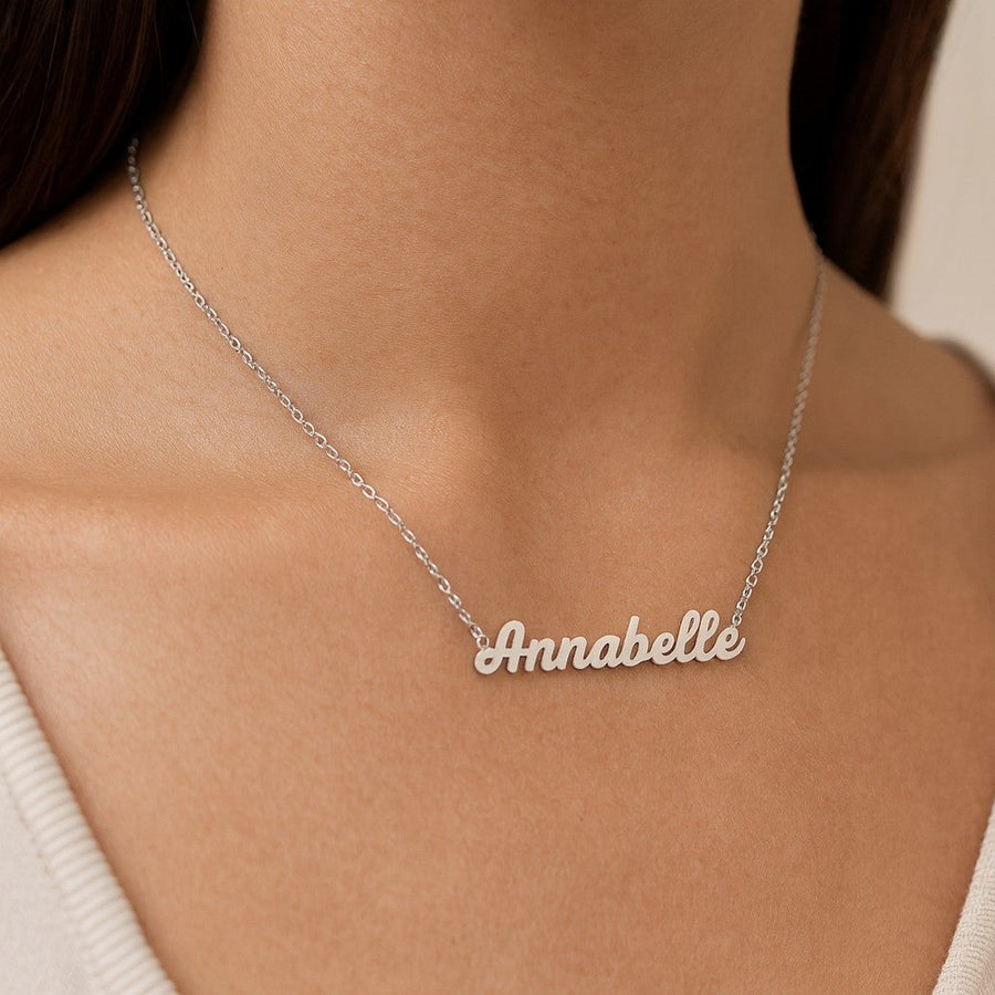 10KT Gold Personalized Name Necklace Necklace Bijoux Luxo White 