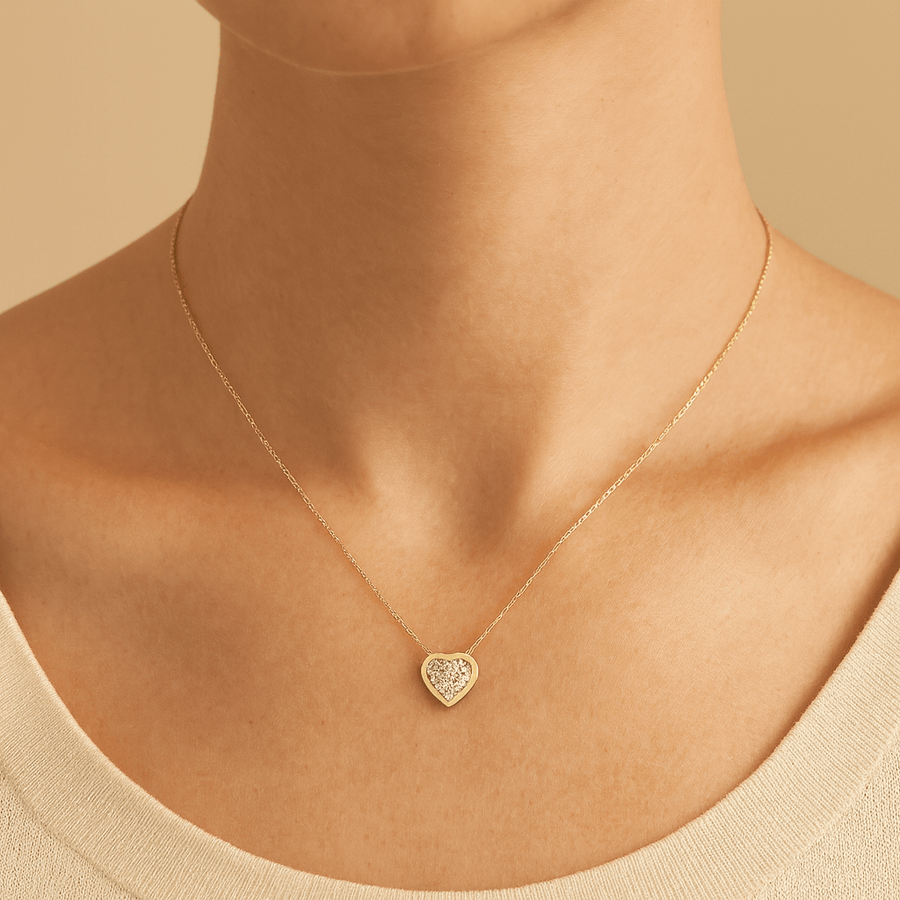 10KT Gold Single Heart Necklace Necklace Bijoux Signé Luxo Yellow 