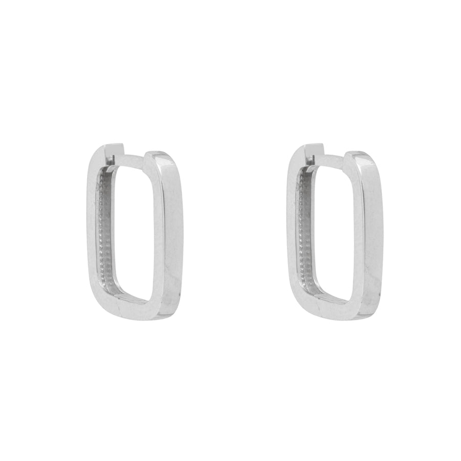 10KT Gold Square Huggies 132 Earrings Bijoux Signé Luxo White 
