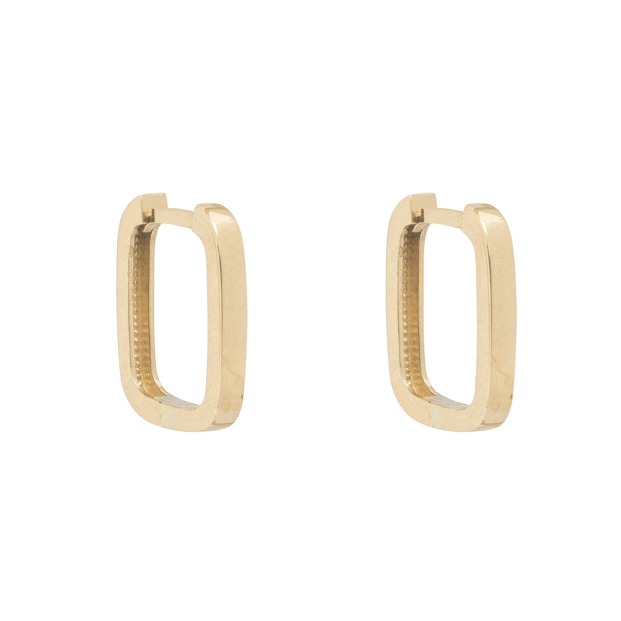 10KT Gold Square Huggies 132 Earrings Bijoux Signé Luxo Yellow 