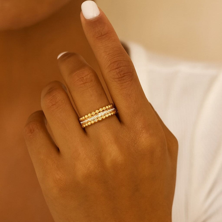 10KT Gold Stackable Cubic Ring Ring Bijoux Signé Luxo 5 