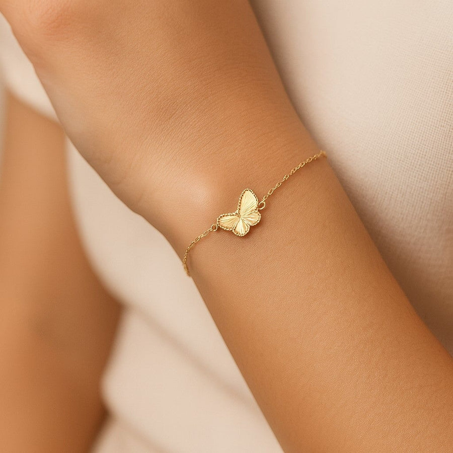 10KT Gold Vintage Butterfly Bracelet Bracelet Bijoux Signé Luxo 