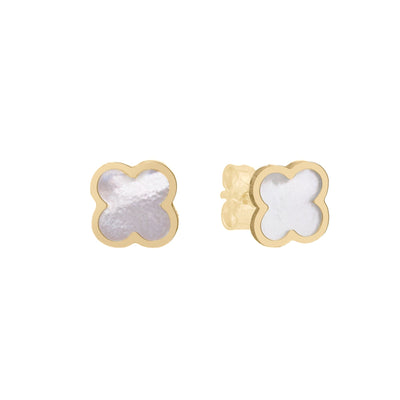 10KT GoldVintage Clover Mother of Pearl Studs