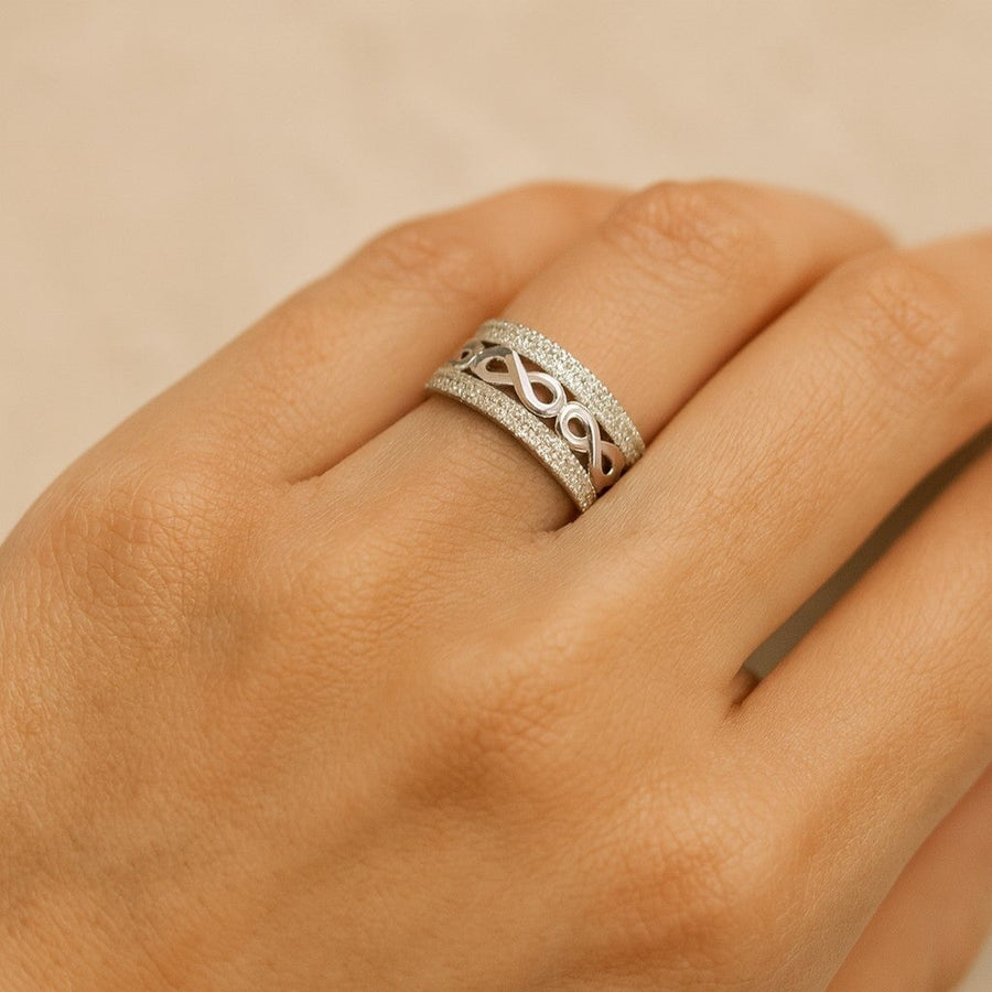 10KT Infinity Cubic Ring Ring Bijoux Signé Luxo 5 White 