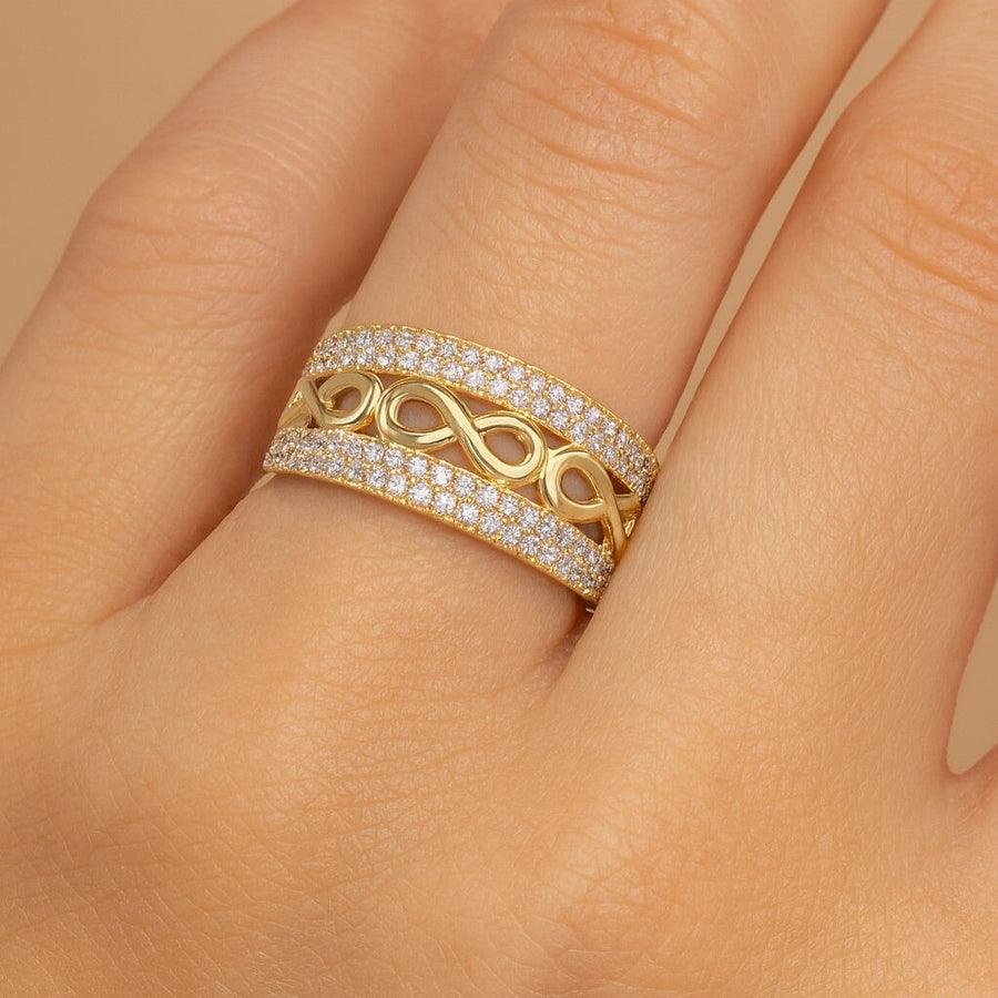 10KT Infinity Cubic Ring Ring Bijoux Signé Luxo 5 Yellow 