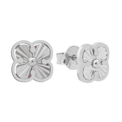 10KT White Gold Vintage Clover Studs