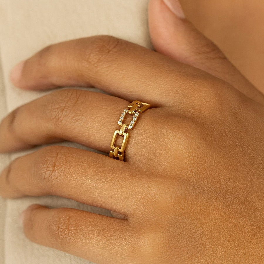 10KT Yellow Gold Baguette Ring Ring Bijoux Signé Luxo 