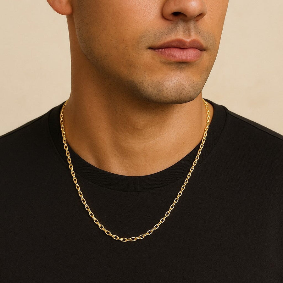 10KT Yellow Gold Cable Chain Necklace Bijoux Signé Luxo 20" 